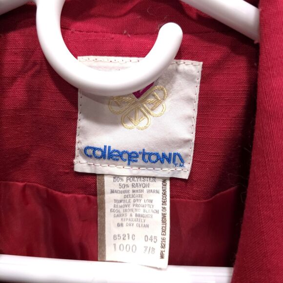 VTG Red Blazer Jacket SzSm Union Made USA Shoulder Pads Academic Office Career - Picture 9 of 14